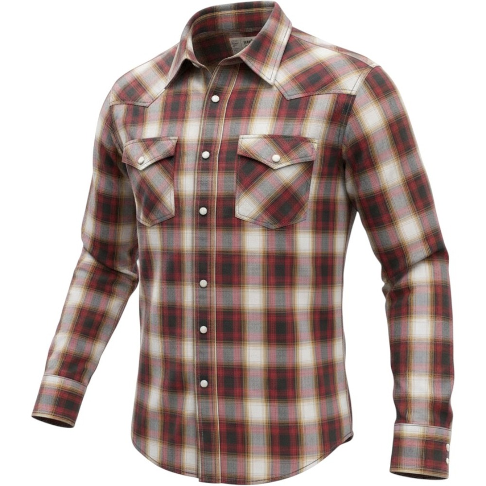 Urban Pipeline Button Down Men XXL Red Plaid Western Flap Pockets Western‎ Rodeo